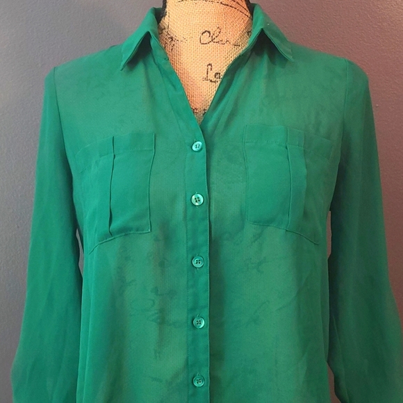 Sheer Emerald Green Blouse see through Brand Mine and Size Small. - Picture 1 of 11